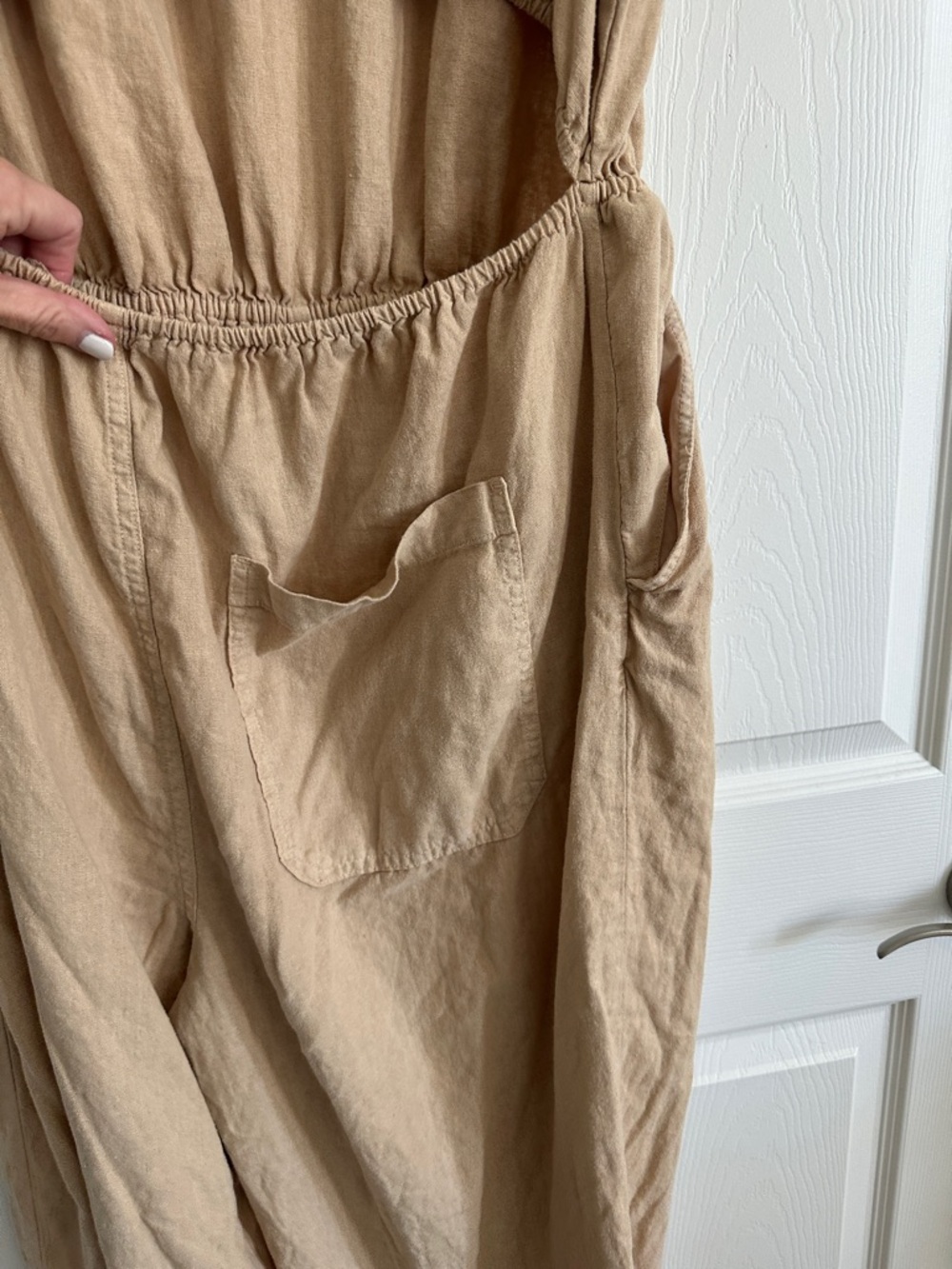 Sleeveless Universal Thread V-Neck Wide-Leg Jumpsuit in Tan - Picture 6 of 11